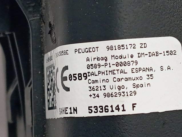 Cinto de segurança (AIRBAG) de condutor Peugeot/Citroen 98185172ZD