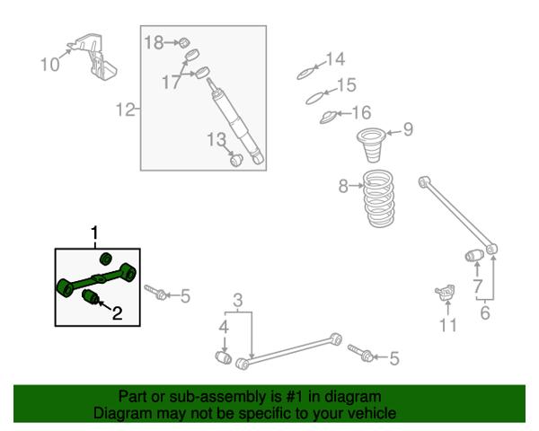 4871060140 Toyota Braço oscilante (tração) longitudinal superior direito de suspensão traseira