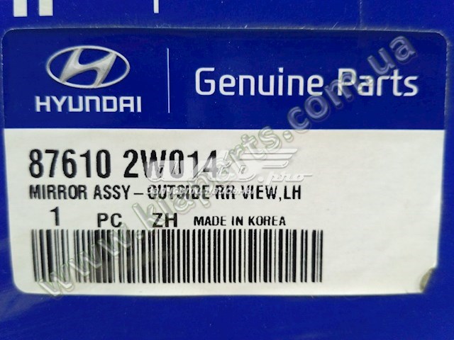 Espelho de retrovisão esquerdo 876102W014 Hyundai/Kia