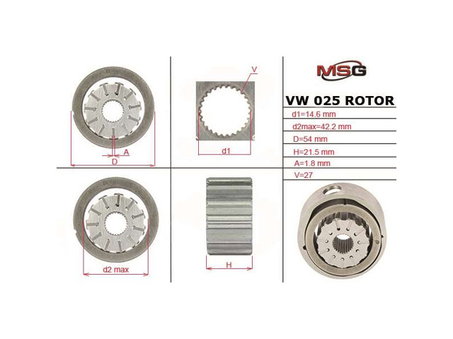 VW025ROTOR MSG Kit de reparação da bomba da Direção hidrâulica assistida