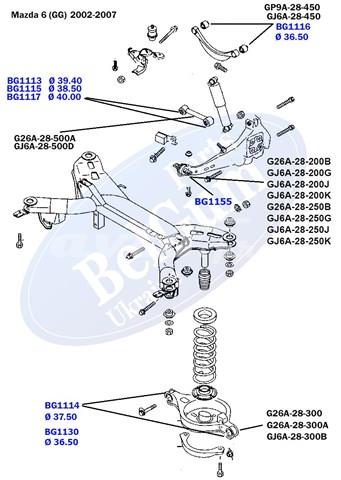Bloco silencioso dianteiro de braço oscilante traseiro longitudinal Belgum BG1155