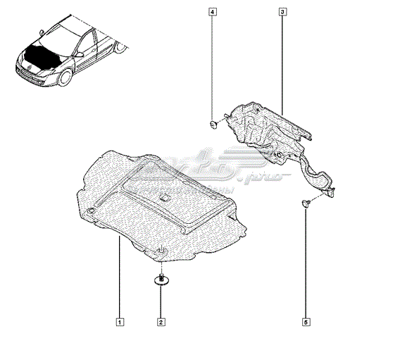 Isolamento de ruído da capota para Renault Laguna III KT0, KT1