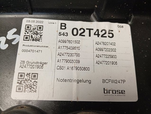Mecanismo de acionamento de vidro da porta dianteira esquerda A2477201906 Mercedes
