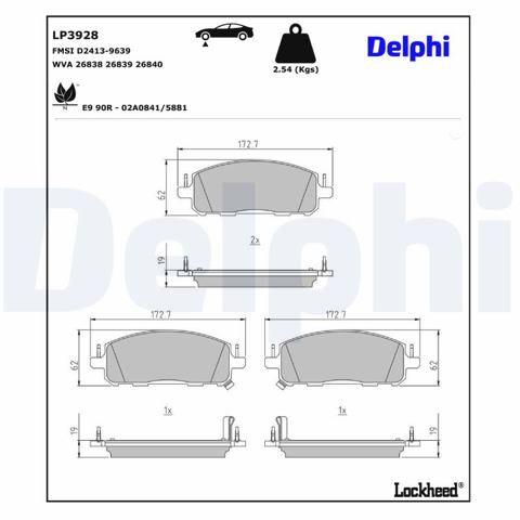 D10605MT2B Nissan/Infiniti Sapatas do freio dianteiras de disco