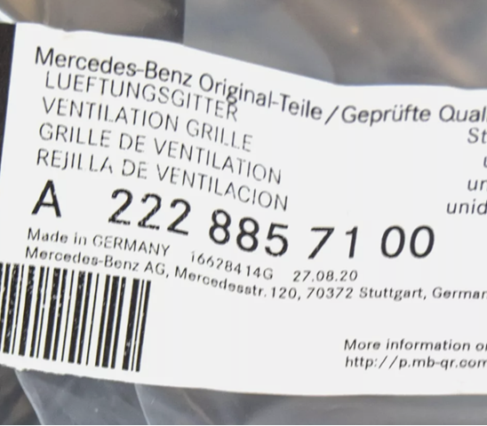 A2228857100 Mercedes Grelha inferior do pára-choque dianteiro