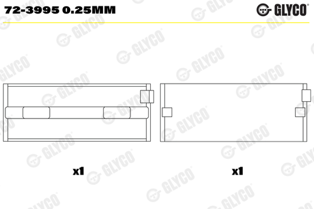 723995025MM Glyco Folhas inseridas principais de cambota, kit, 1ª reparação ( + 0,25)