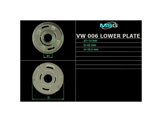 VW006LPLATE MSG Kit de reparação da bomba da Direção hidrâulica assistida