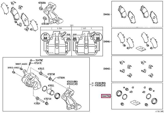0447948140 Toyota Kit de reparação de suporte do freio traseiro