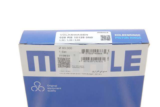 Anéis do pistão para 1 cilindro, STD. 028RS101250N0 Mahle Original