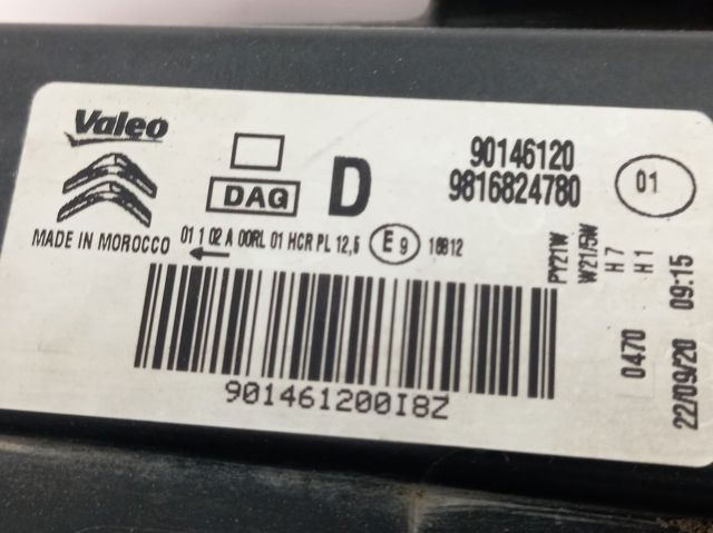 Luz direita 9816824780 Peugeot/Citroen