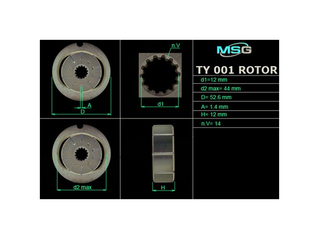 Rotor de bomba da Direção hidrâulica assistida MSG TY001ROTOR preço, a partir de 39,43 USD