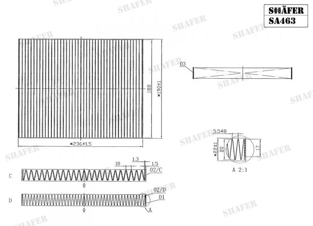 Filtro de salão SA463 Shafer