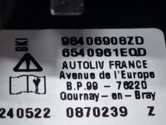 Cinto de segurança (AIRBAG) de condutor Peugeot/Citroen 98406908ZD preço, a partir de 612,92 USD