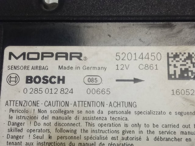Módulo processador de controlo da bolsa de ar (Centralina eletrônica AIRBAG) Fiat/Alfa/Lancia 52014450