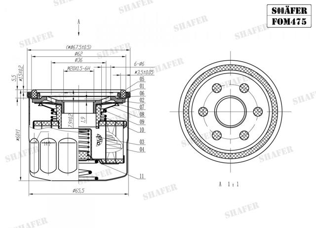 FOM475 Shafer Filtro de óleo