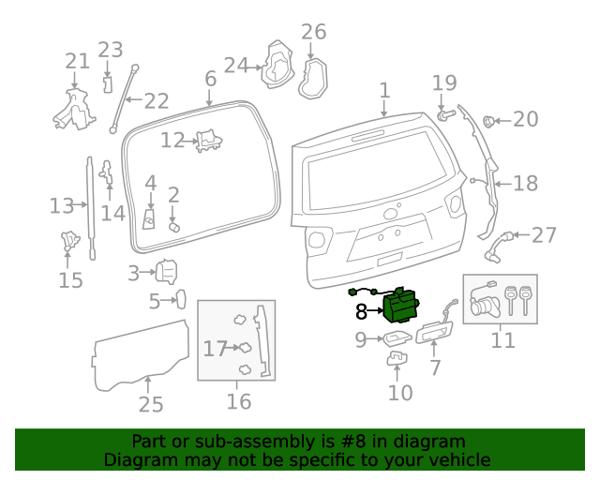 Fecho de tampa de porta-malas (de 3ª/5ª porta traseira) 691100C041 Toyota