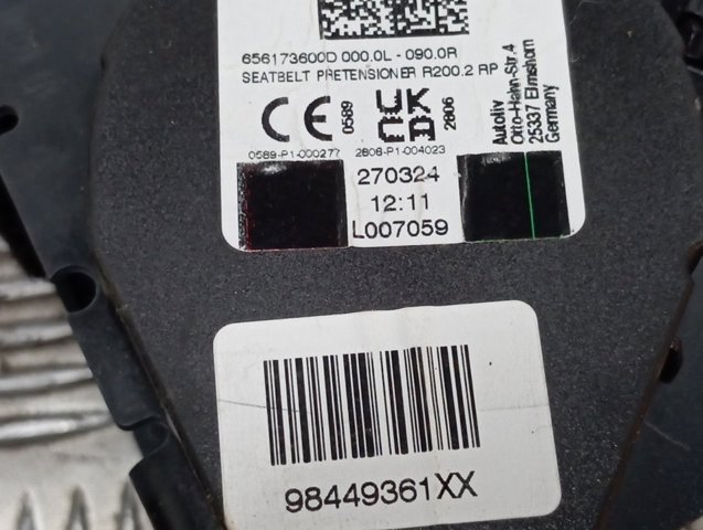 Cinto de segurança (AIRBAG) de condutor Peugeot/Citroen 98406908ZD