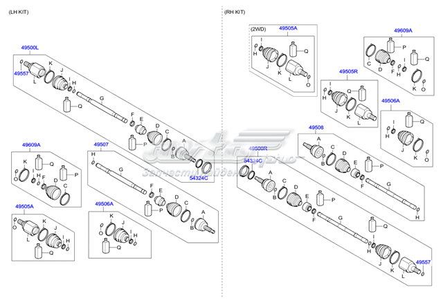 495972Y200 Hyundai/Kia Junta homocinética interna dianteira direita