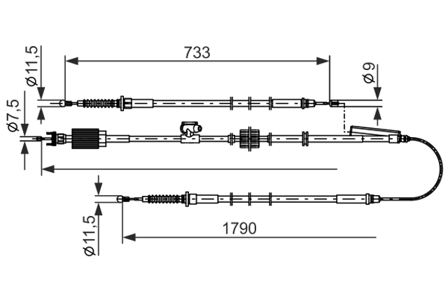 1987482803 Bosch Cabo do freio de estacionamento, kit para automóvel
