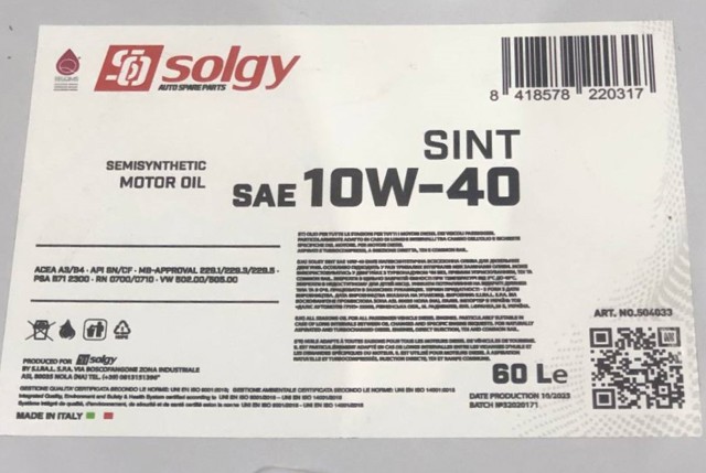 504033 Solgy Óleo para motor