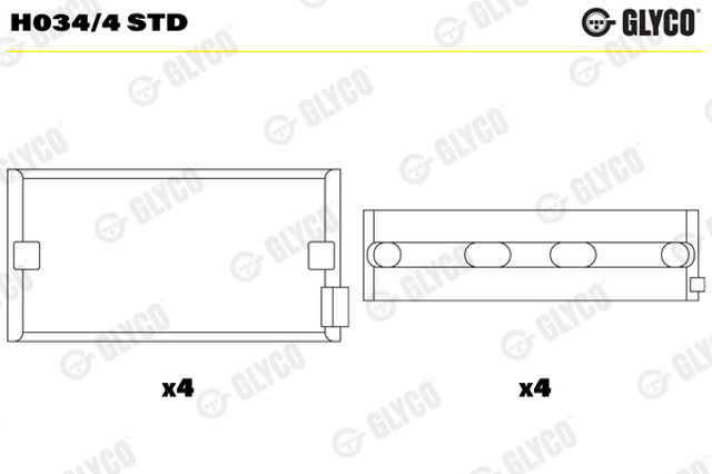 H0344STD Glyco Folhas inseridas principais de cambota, kit, padrão (STD)