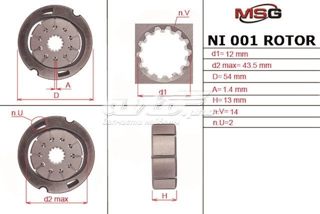 Rotor de bomba da Direção hidrâulica assistida MSG NI001ROTOR preço, a partir de 39,43 USD