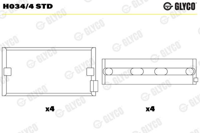 H0344STD Glyco Folhas inseridas principais de cambota, kit, padrão (STD)