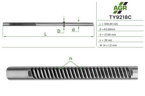 TY9218C AGR Veio (haste) da cremalheira da direção