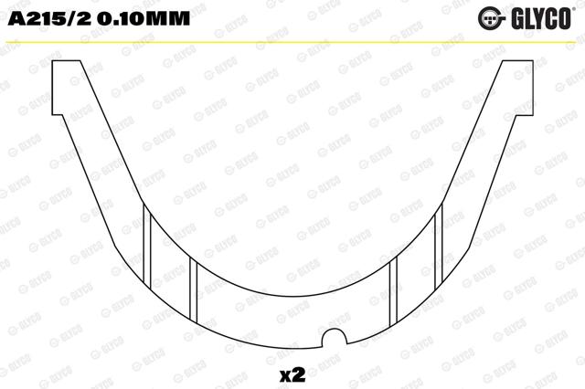 Semianel de suporte (de carreira) de cambota, 1ª reparação (0,25), kit Glyco A2152010MM