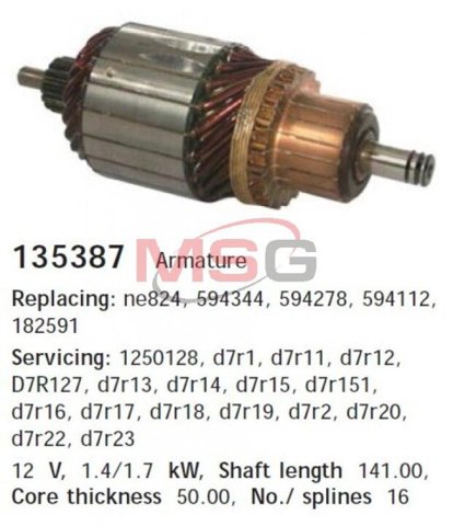 Induzido (rotor) do motor de arranco 135387 Cargo
