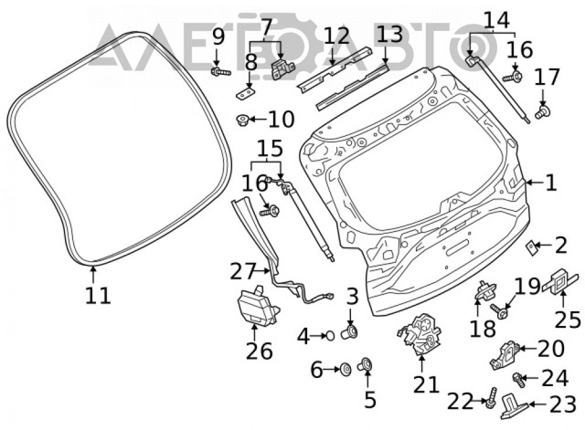Botão de acionamento do fecho de tampa de porta-malas (de 3ª/5ª porta (de tampa de alcapão) Mazda KB7W624B0