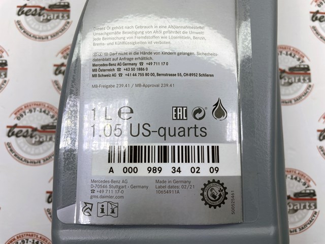 A000989340209 Mercedes Óleo de transmissão