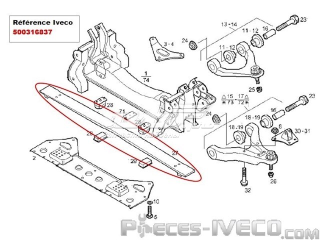 Suspensão de lâminas dianteira 500316837 Iveco