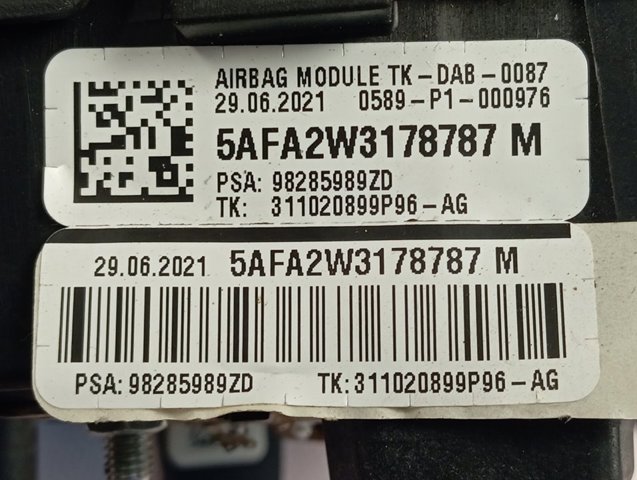 98285989ZD Peugeot/Citroen Cinto de segurança (AIRBAG) de condutor