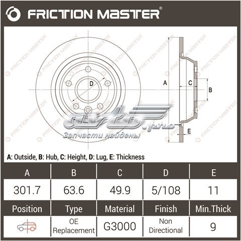 Disco do freio traseiro Friction Master R1832