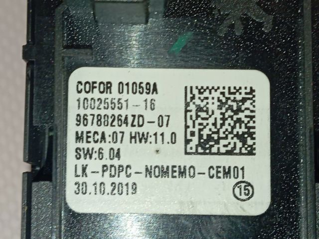Compre 96788264ZD Opel Unidade de botões dianteira esquerda de controlo de elevador de vidro