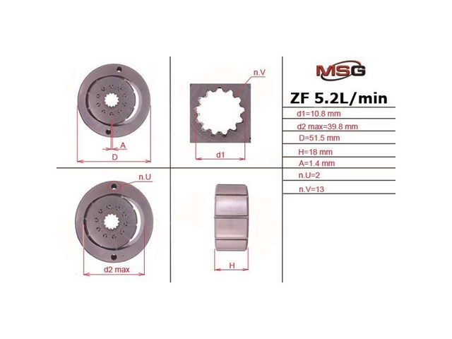 Kit de reparação da bomba da Direção hidrâulica assistida VW001LPLATE MSG