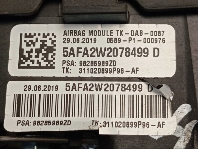 Compre 98285989ZD Peugeot/Citroen Cinto de segurança (AIRBAG) de condutor