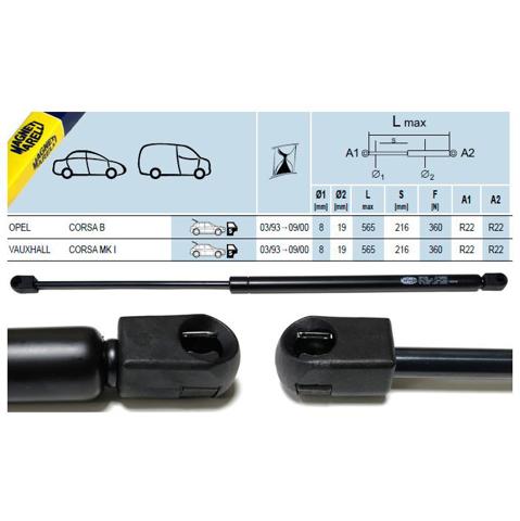 Amortecedor de tampa de porta-malas (de 3ª/5ª porta traseira) Magneti Marelli GS0143 preço, a partir de 12,63 USD