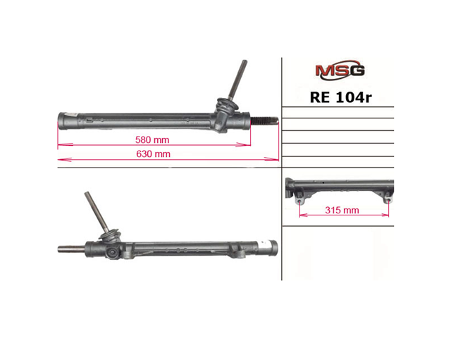 Cremalheira da direção RE104R MSG
