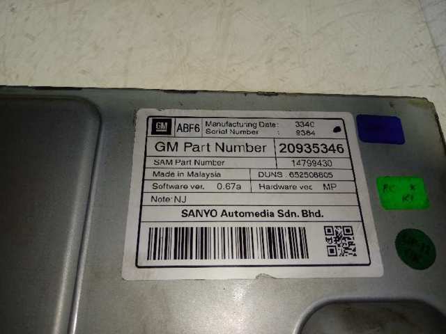 Mostrador multifuncional 20935346 Opel