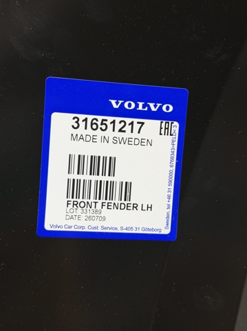 Pára-lama dianteiro esquerdo Volvo 31651217 preço, a partir de 400,46 USD