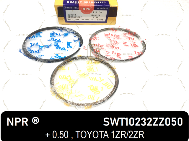 Kit de anéis de pistão de motor, 2ª reparação ( + 0,50) SWT10232ZZ050 NE/NPR