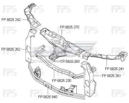 FP6825230 FPS Suporte inferior do radiador (painel de montagem de fixação das luzes)