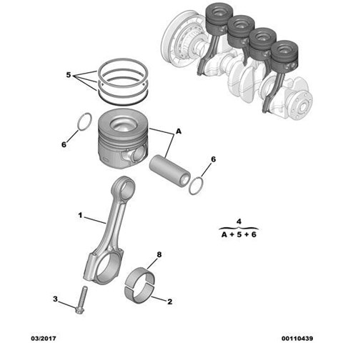 9815670380 Peugeot/Citroen Folhas inseridas de cambota de biela, kit, padrão (STD)