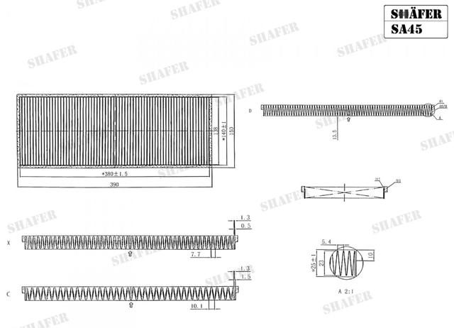 Filtro de salão SA45 Shafer