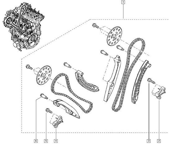 Cadeia do mecanismo de distribuição de gás, kit 130C19028R Renault (RVI)