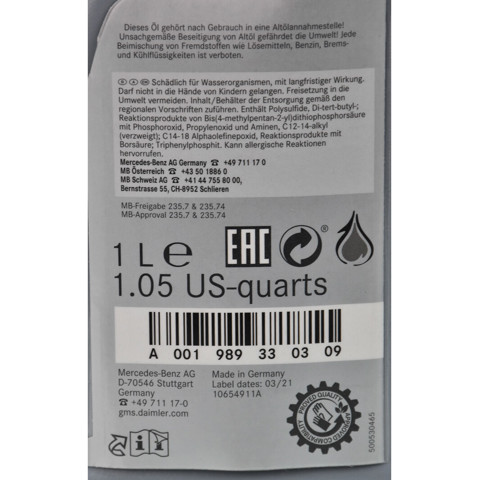 Óleo de transmissão Mercedes A001989330309 preço, a partir de 16,85 USD