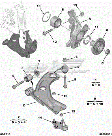 9670367680 Peugeot/Citroen Cubo dianteiro