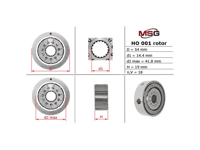 Rotor de bomba da Direção hidrâulica assistida HO001ROTOR MSG